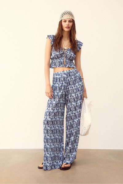 Stradivarius Flowing Printed Palazzo Trousers