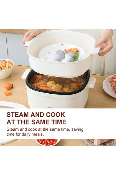 FlashHawk Multi-Functional Electric Hot Pot, 5 Liters, for Fry/Boil/Suffocate/Stir-fry, 1350W SC-0615 White