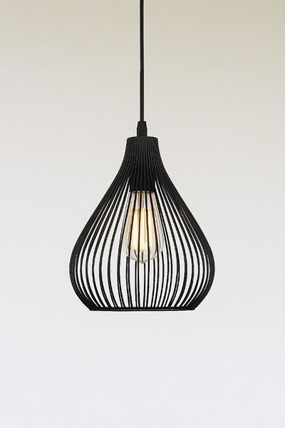 oceanpoint Black Metal Wire Chandelier, Drop Form Modern Pendant Lamp, Dense Wire Lighting, 23 cm