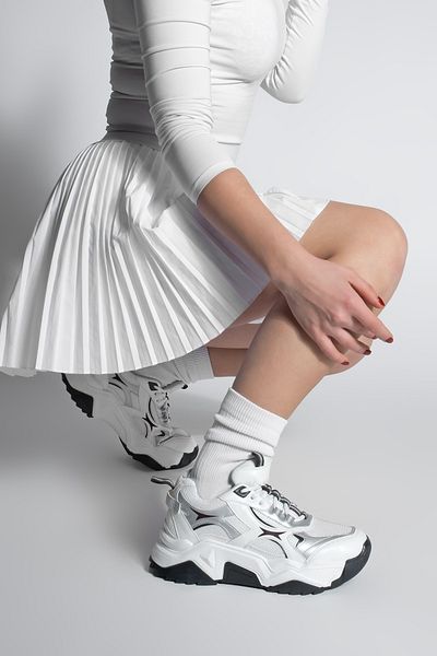 Marjin Mizon Marineblauer Damen-Sneaker – Sportschuhe mit dicker Sohle, Schnürung und mehreren Teilen
