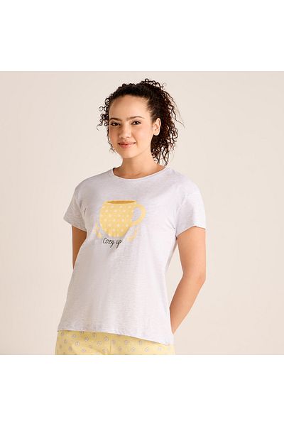 FAV Printed Round Neck T-shirt and Pyjama Set