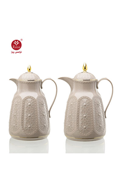 Rose RS-132-طقم ترمس شاي وقهوة بنقشة إسلامية مكون من 2 ترمس روز سعة 1 لتر