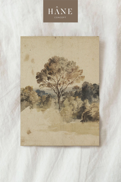 Hane Concept Vintage Ağaç Posteri, Sanatsal Baskı, Galeri Duvarı, Manzara Baskısı