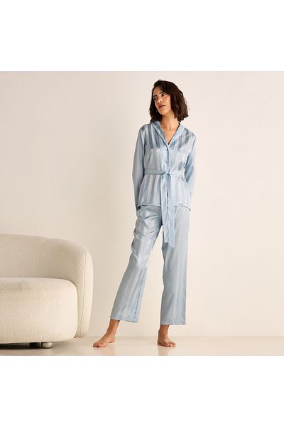 FAV Striped Jacquard Shirt and Pyjama Set