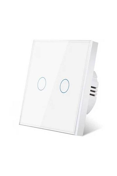 CLASSLIGHTS Întrerupător tactil dublu alb, sticlă securizată, LED
