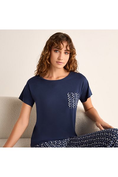 FAV Floral Print Short Sleeves T-shirt and Pyjama Set