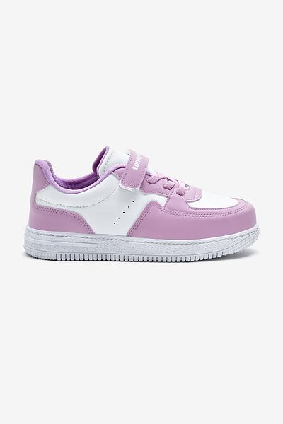 Tonny Black Pantofi sport pentru copii, unisex, alb, liliac, cu talpă termică, cu velcro, cu șireturi din cauciuc