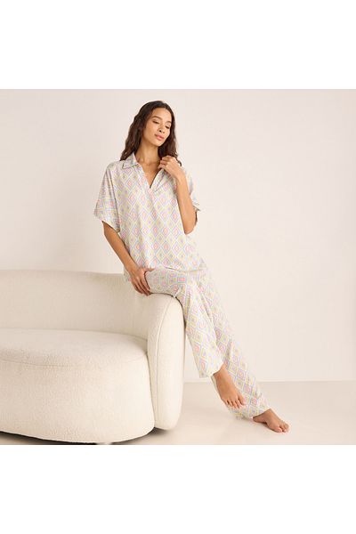 FAV Printed Collar Top and Pyjama Set