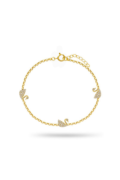 Silveranka 925 Ayar Gümüş Zirkon Taşlı Kuğu Bileklik