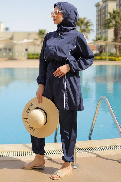 ÇEÇİM Full Covered Hijab Swimsuit 2 Piece Set Zyn-58785