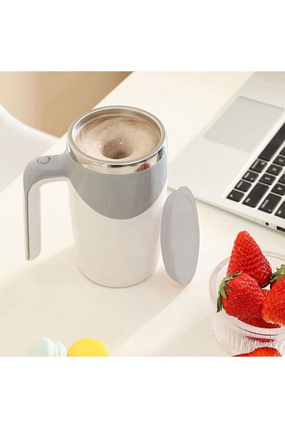 OEM Cana Inteligenta, cu Amestecare Automata, Self Stirring Mug, pentru lenesi, Gri, 380 ml