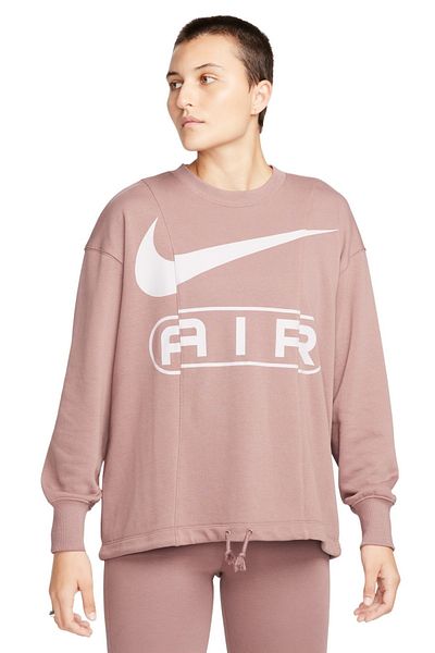 Nike Дамски суитшърт с голям размер и кръгло деколте Air French Terry Дамски суитшърт с голям размер, цвят кафяв