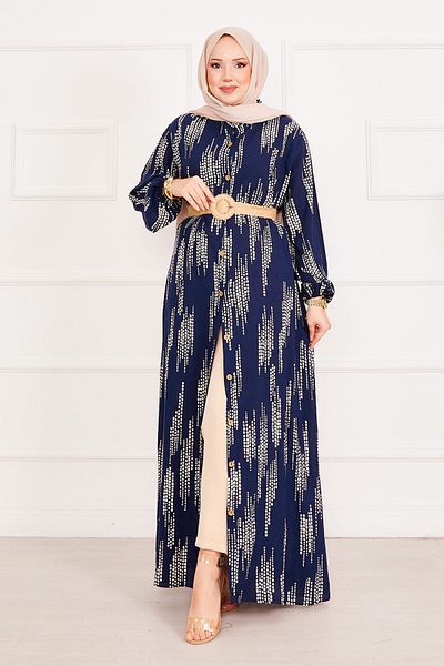 EBRUTESETTÜR Buttoned Viscose Hijab Dress