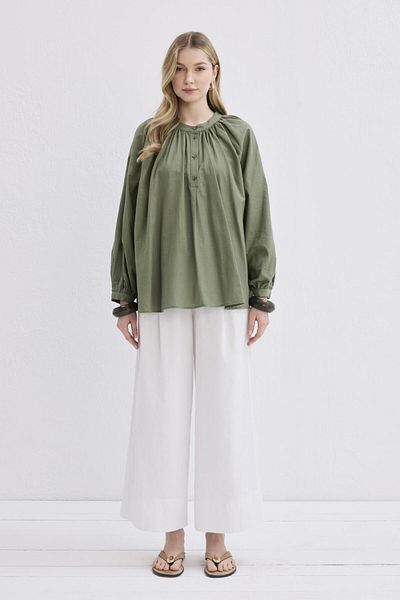 KADRİYE BAŞTÜRK Cămașă Flam Linen Verde Kaki