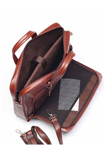 Aka Deri Laptop Briefcase Leather Bag - Tan 246 63