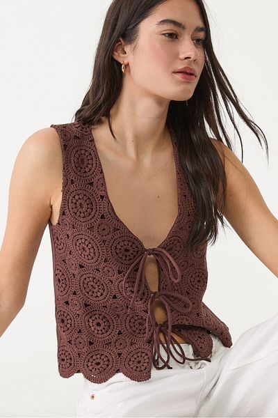 Stradivarius Contrast crochet vest