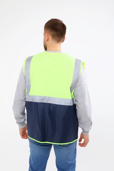 Çamdalı İş Elbiseleri Vestă de avertizare inginer galben bleumarin combinație cu buzunare multiple cu fermoar