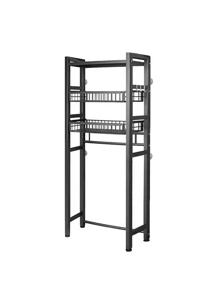 Quasar & Co. Storage Rack, 3 Shelves, Above Washing Machine, Sliding Shelves, 70.5x26x157.5cm, Black