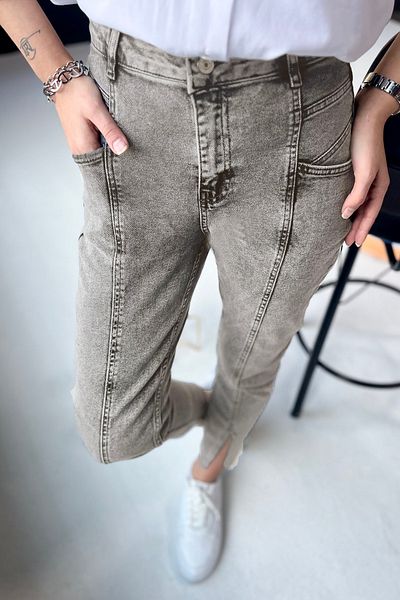 TOFİSA Anthracite Colored Straight Medium Women's Jeans - 11398