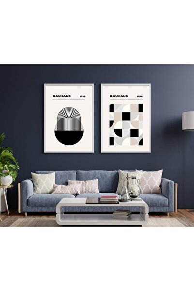 PRYDESIGN Pry Design Bauhaus Minimalist Set de 2 picturi de perete înrămate P...
