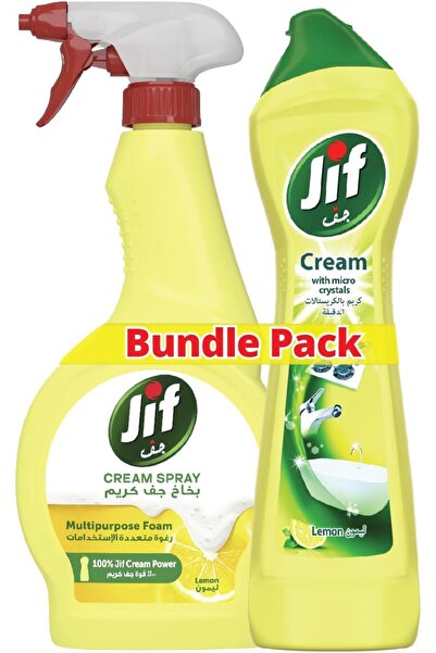Jif منظف كريمي، 500 مل + منظف بخاخ رغوي متعدد الأغراض من جيف، 500 مل