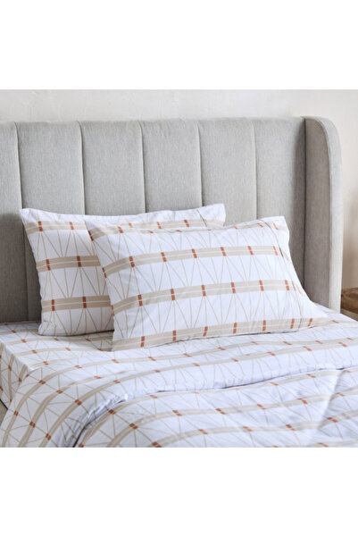 Home Box Malta Lattice 3-Piece Printed Cotton Twin Duvet Cover Set 150x220 cm