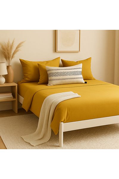 Prime Sleeks 100% Cotton Double Fitted Sheet Set – 160X200 cm Sheet - 2 Pillowcases