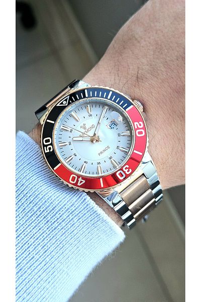 Raymond Rym-61003 Men's Wristwatch - Steel Case and Cord - 2 Years Warranty