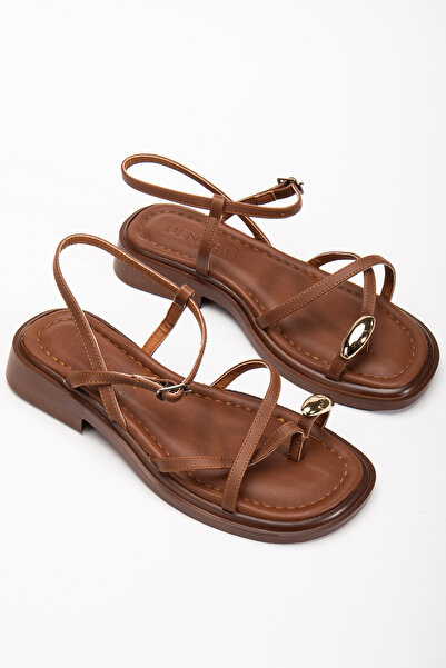 DENORA Pantofi sandale cu detaliu inel cu un singur deget din piele maro maro...