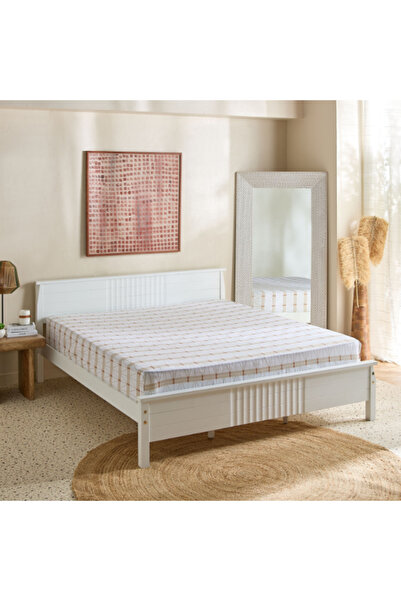 Home Box ملاءة سرير قطنية مطبوعة بشبكة مالطا مقاس كينج 180 × 200 + 33 سم