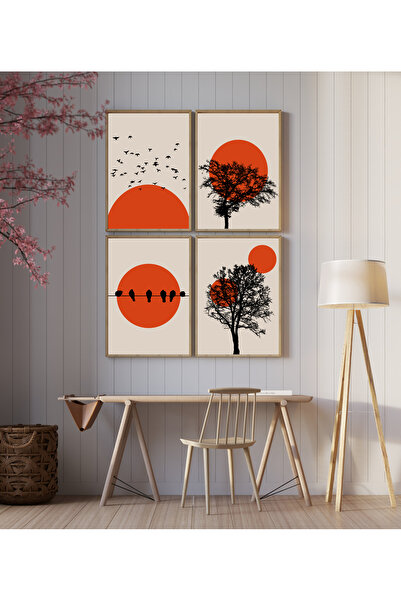 AR AJANS KANVAS TABLO Sunset Quartet (Gün Batımı Dörtlüsü) Çerçeve Görünümlü ...