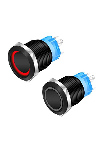 CLASSLIGHTS Black Push Button 19mm with Latching and Red LED, ElectroAZ