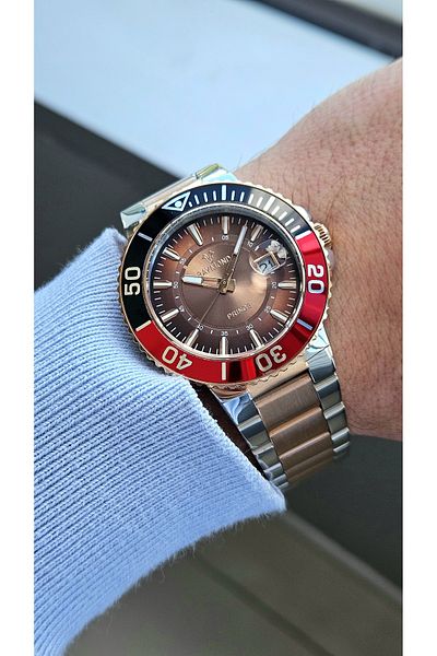 Raymond Rym-61003 Men's Wristwatch - Steel Case and Cord - 2 Years Warranty
