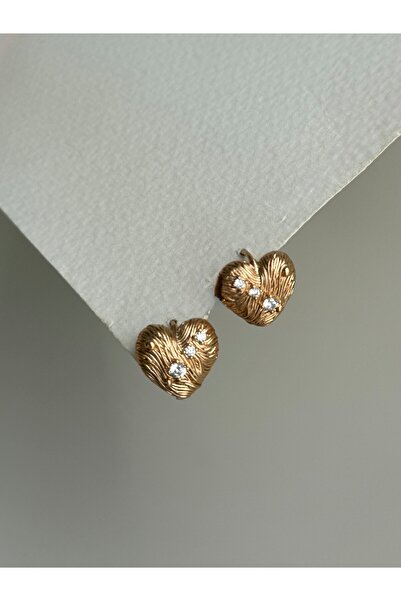 Owentis أقراط أشلاند على شكل قلب من حجر الذهب الوردي الصلب - لا تفقد اللون-