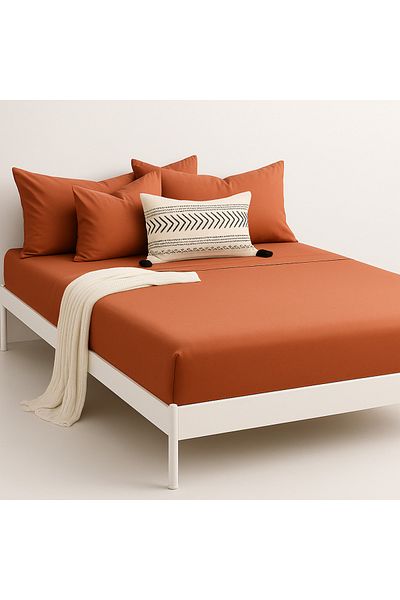 Prime Sleeks 100% Cotton Double Fitted Sheet Set – 160X200 cm Sheet - 2 Pillowcases