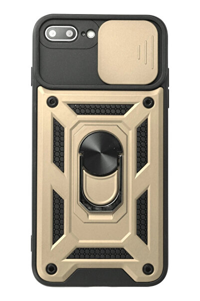 NewFace جراب آيفون 7 بلس من السيليكون مع حلقة عدسة بارس - جيلال ذهبي