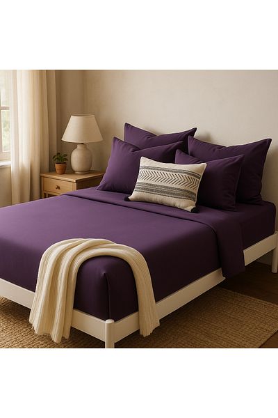 Prime Sleeks 100% Cotton Double Fitted Sheet Set – 160X200 cm Sheet - 2 Pillowcases