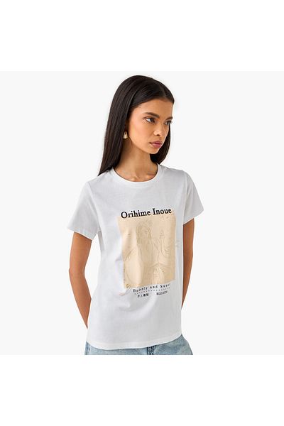 SP Characters Orihime Inoue Print T-shirt with Crew Neck