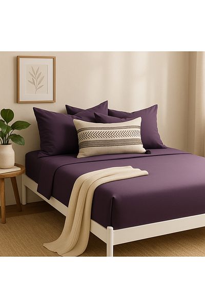 Prime Sleeks 100% Cotton Double Fitted Sheet Set – 160X200 cm Sheet - 2 Pillowcases