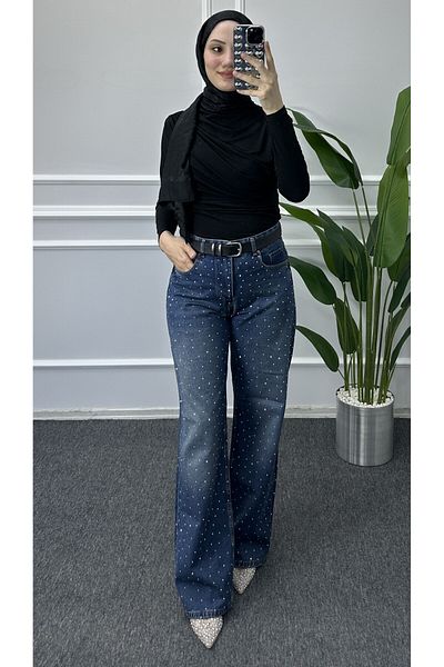 bybaharoz Stoned Palazzo Jeans