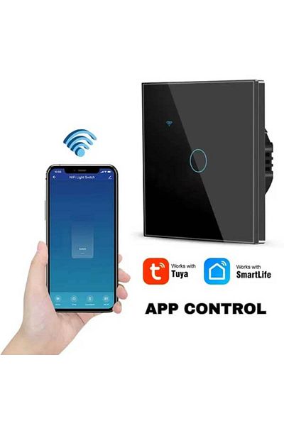 CLASSLIGHTS Întrerupător tactil inteligent negru, Wifi, 10a, control vocal, Smart Life / Tuya, LED