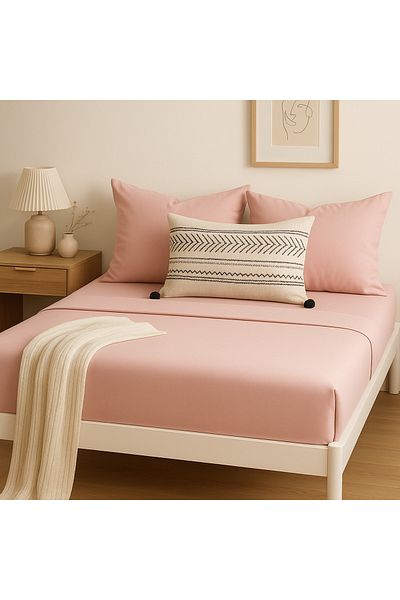 Prime Sleeks 100% Cotton Double Fitted Sheet Set – 160X200 cm Sheet - 2 Pillowcases