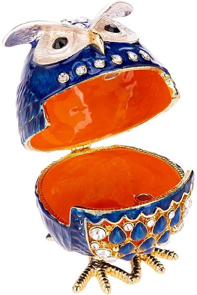 Generic صندوق تخزين مزخرف على شكل بومة - صندوق متعدد الألوان 6×8×10 سم للحلي والمجوهرات وديكور المنزل