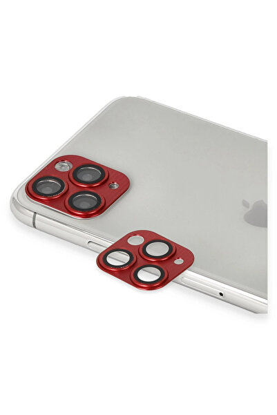 NewFace عدسة كاميرا من الألومنيوم متوافقة مع هاتف iPhone 11 Pro Max - أحمر SPTGL