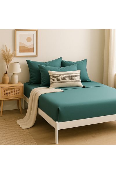 Prime Sleeks 100% Cotton Double Fitted Sheet Set – 160X200 cm Sheet - 2 Pillowcases