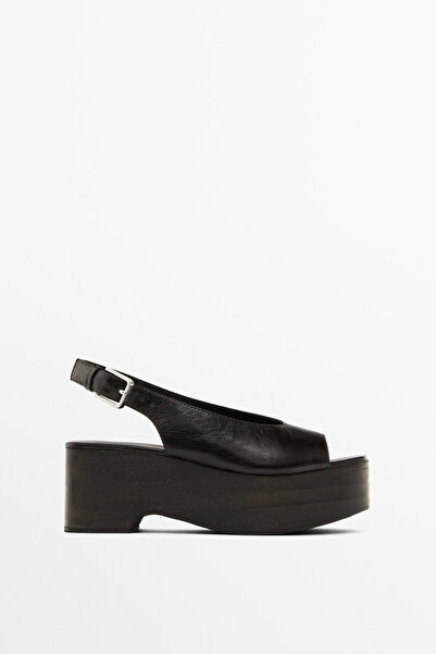 Massimo Dutti Ahşap dolgu topuklu arkası açık sandalet