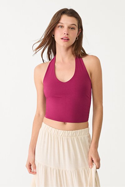 Stradivarius Halter yaka crop top