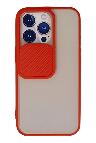 NewFace حافظة آيفون 13 برو من السيليكون المنزلق للكاميرا من البام بام - أحمر ...