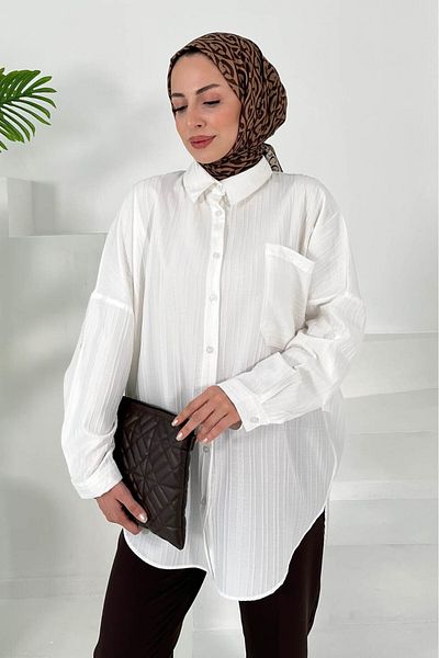 TOFİSA Single Pocket Tunic White - 27018