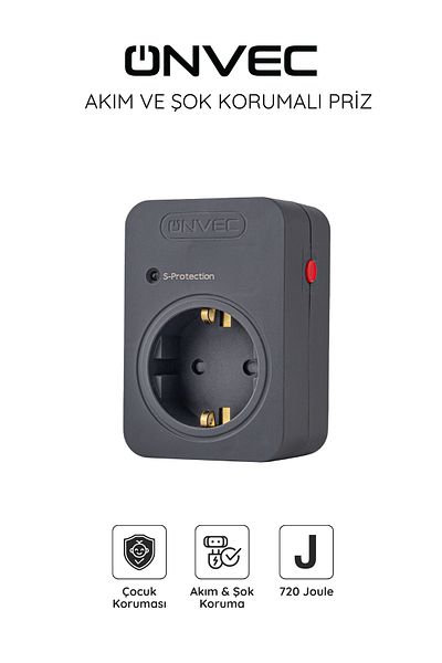ONVEC 720 Joule Basic Socket - Current and Shock Protection, Anthracite